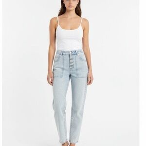 Veronica Beard Arya Light Blue Straight Leg Jeans with pockets, size 25